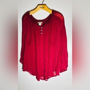 Lucky brand burgundy Women's Top